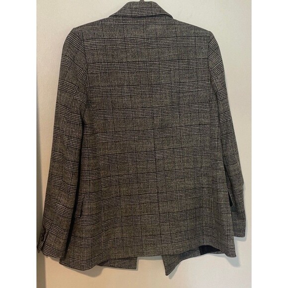 H & M Double Breasted Blazer Loose Fit Checked Grey Black Womens  Size 2 Lined - Picture 10 of 12